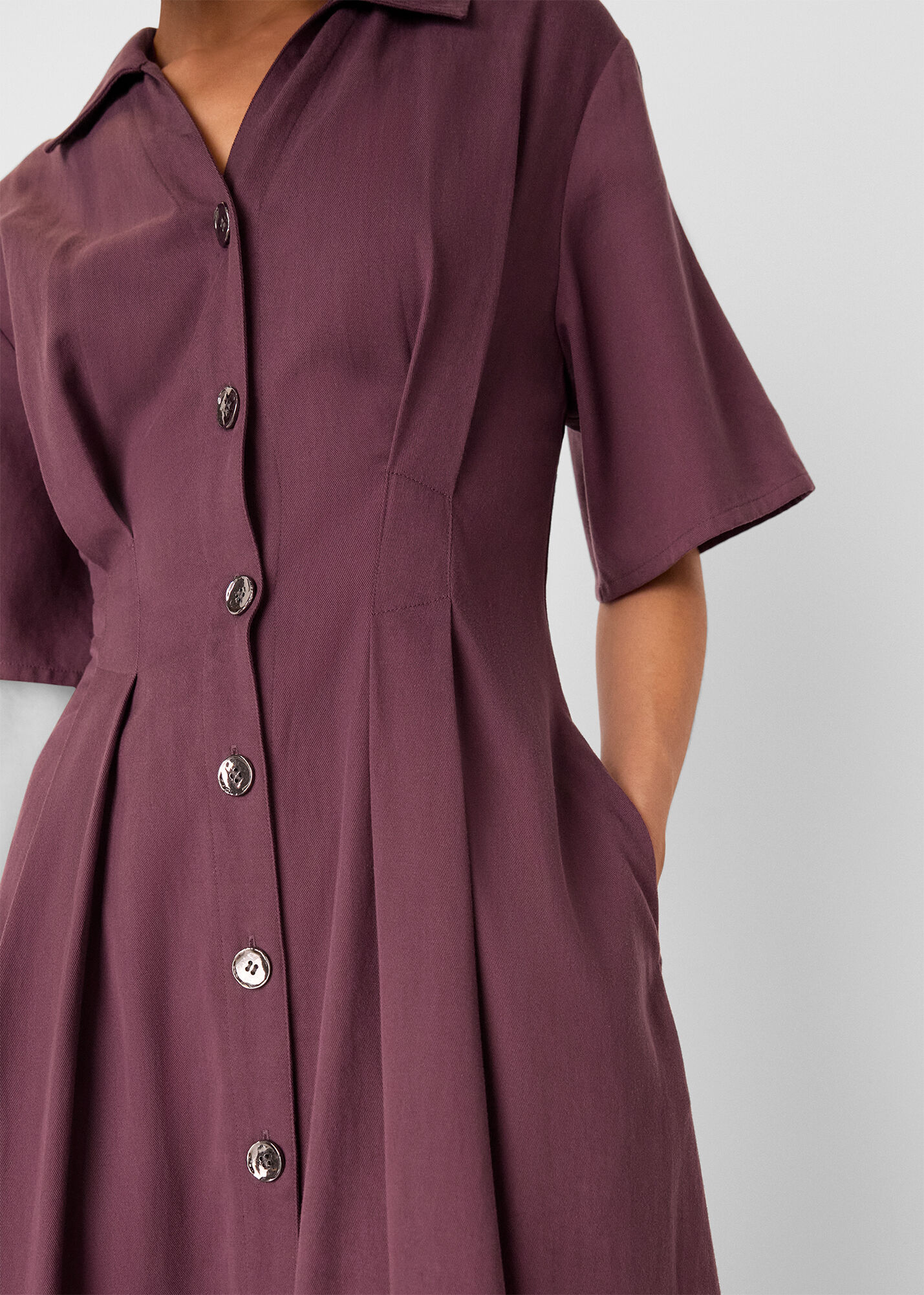 Plum Renee Button Shirt Dress | WHISTLES | Whistles US |