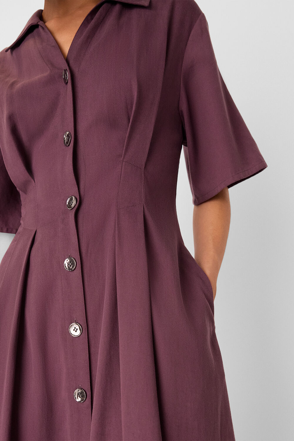 Plum Renee Button Shirt Dress