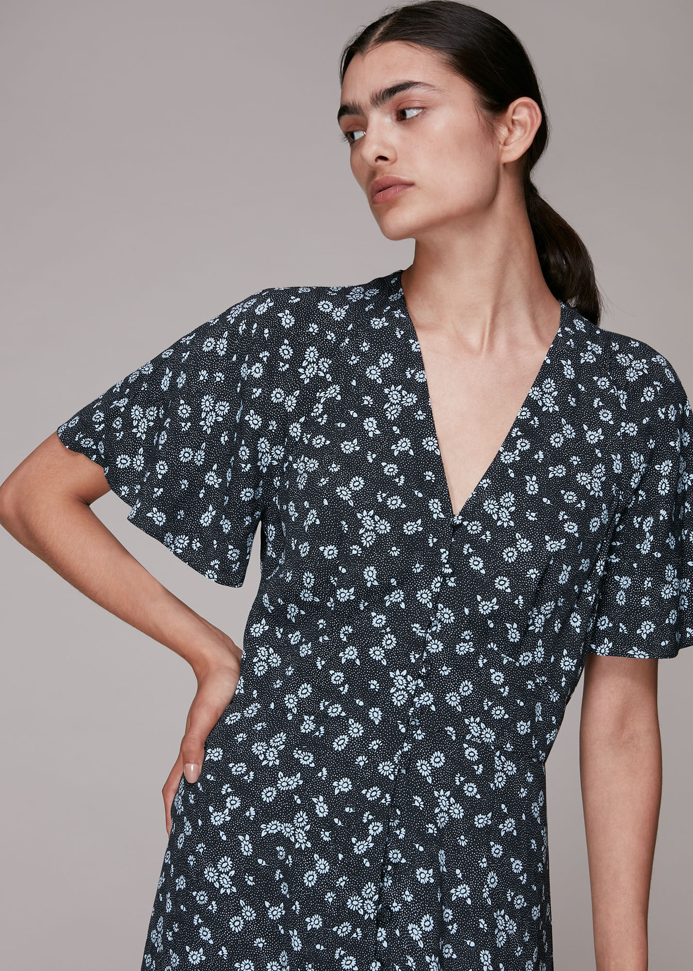 Whistles daisy print midi dress outlet