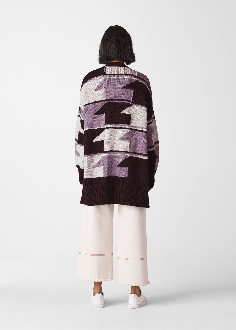 Intarsia Wrap Cardigan Multicolour