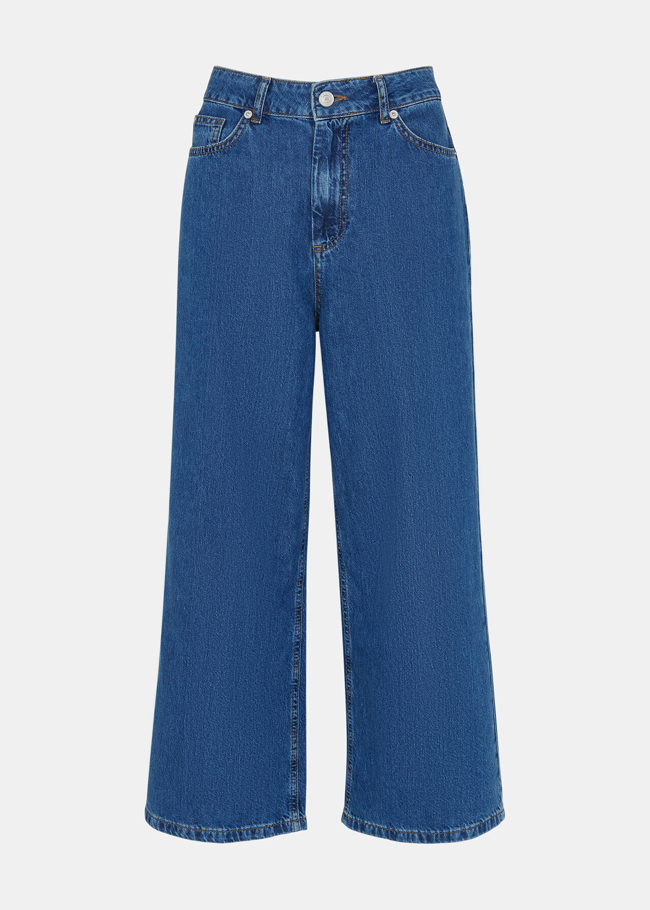 Denim Wide Leg Cropped Jean | WHISTLES