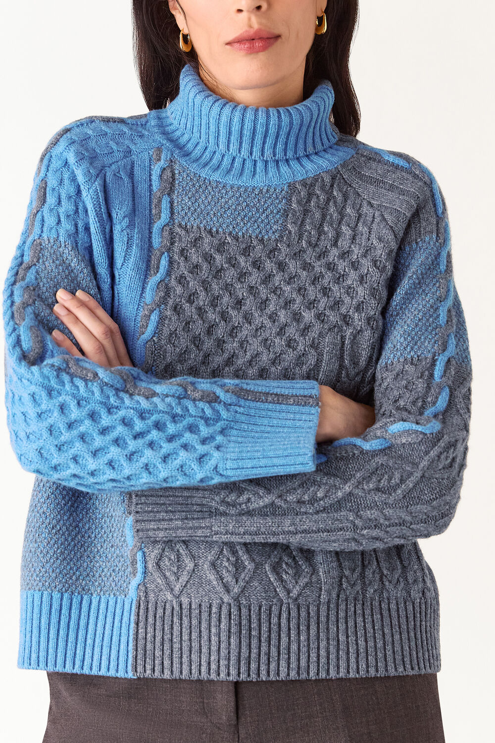 Patchwork Cable Knit Sweater