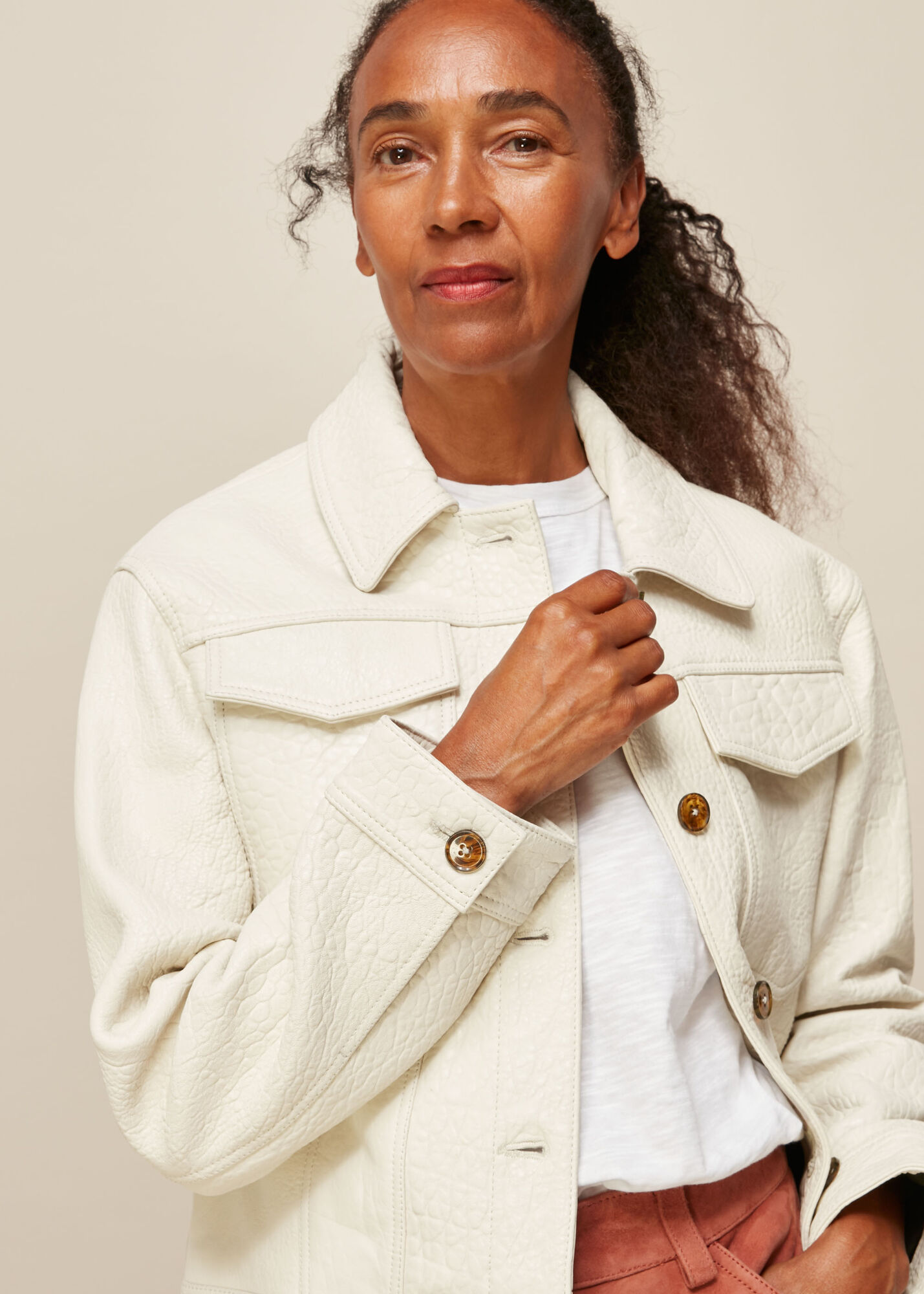 White Western Leather Jacket WHISTLES