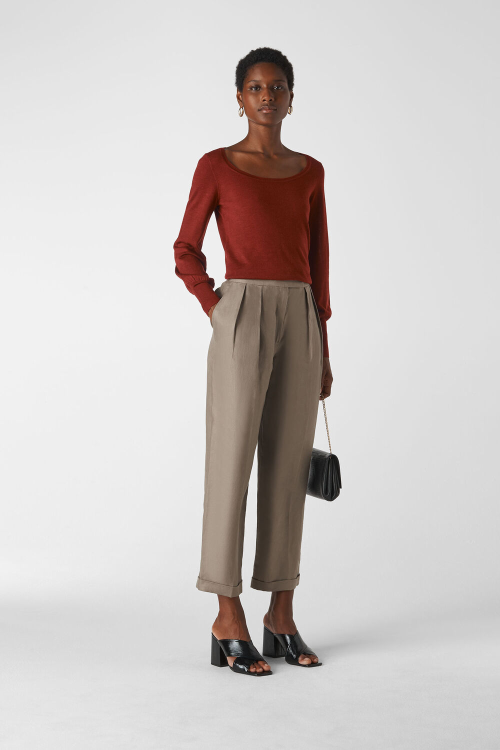 Fine Merino Scoop Neck Knit Rust