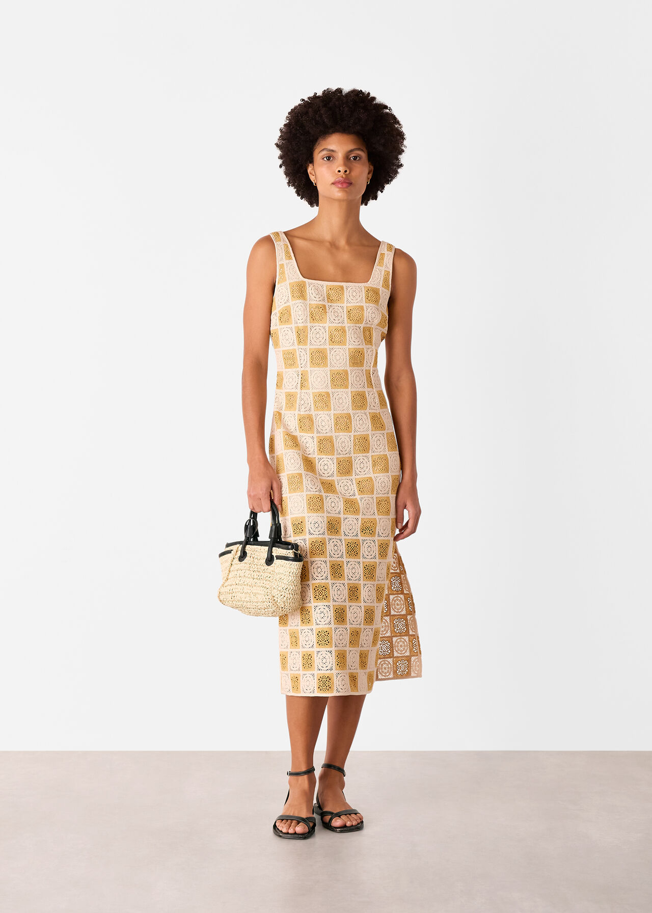 Cotton Crochet Midi Dress