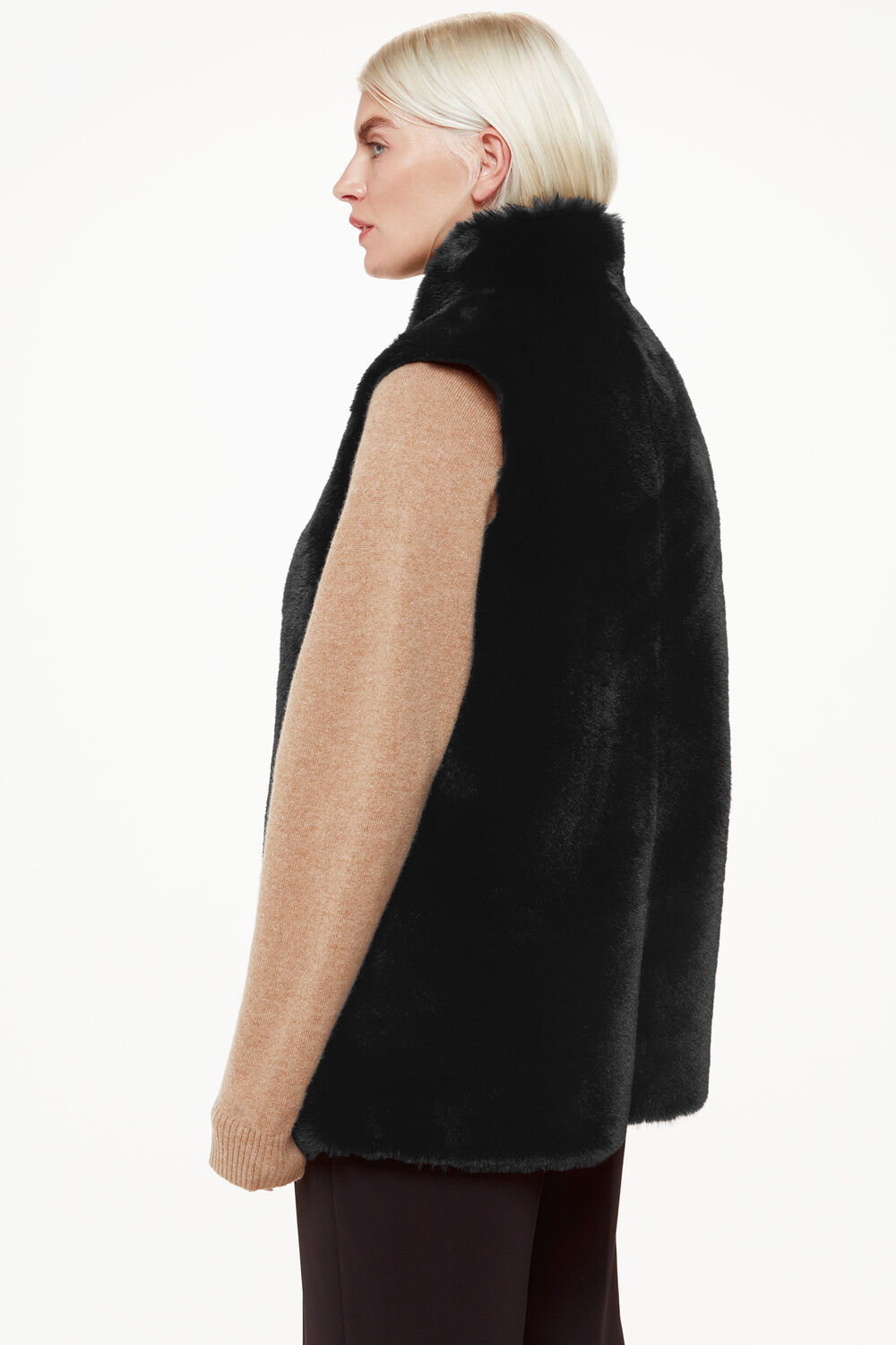 Black Petite Faux Fur Gilet