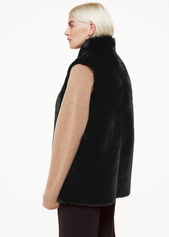 Black Petite Faux Fur Gilet