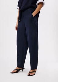 Petite Linen Barrel Leg Trouser