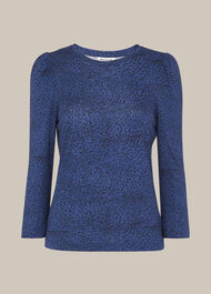 Ocelot Print Puff Sleeve Top