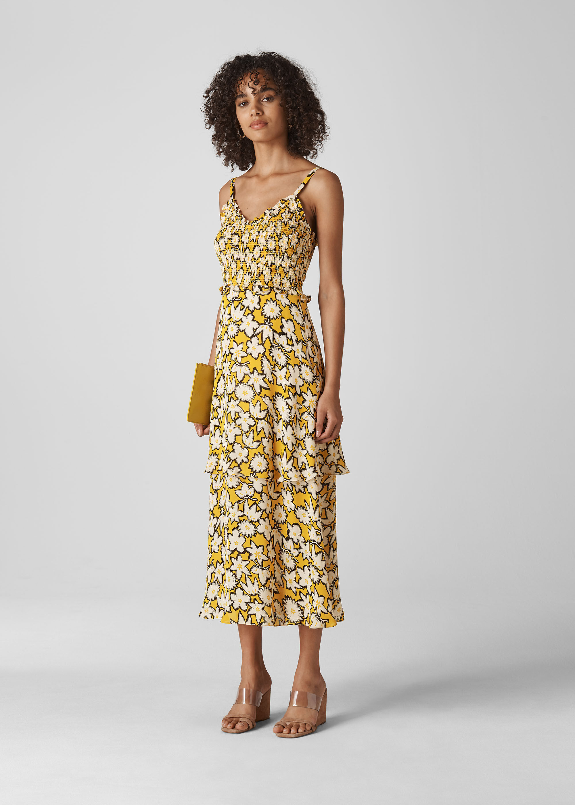 Floral print silk dress sales