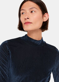 Velvet Stripe High Neck Top