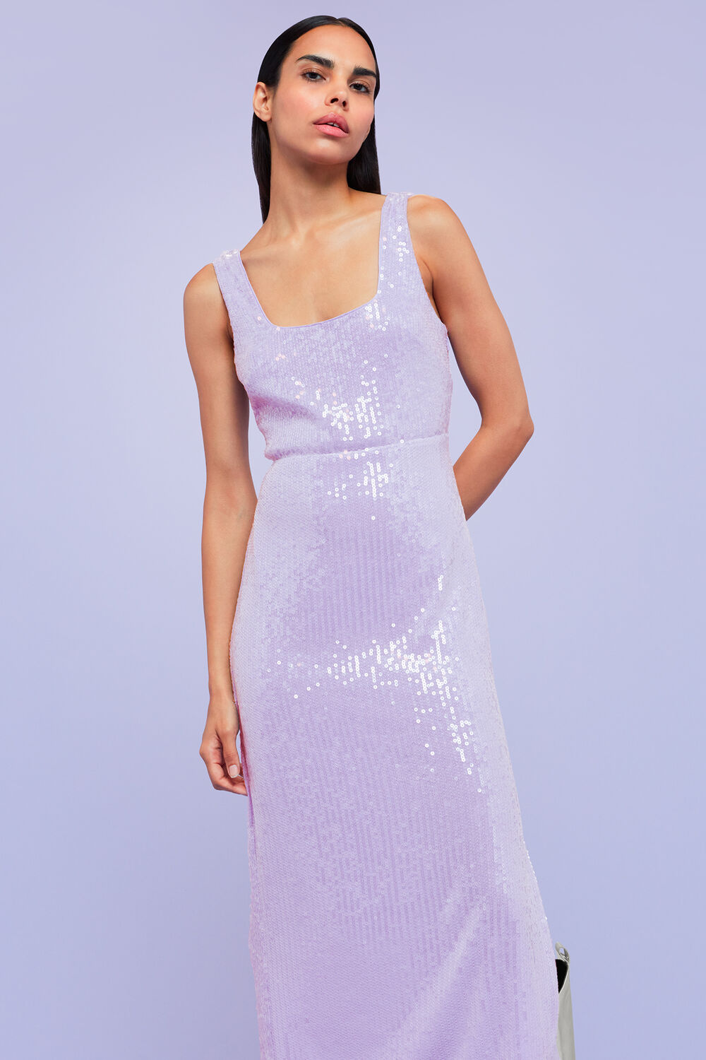 Lilac Miriam Sequin Midi Dress