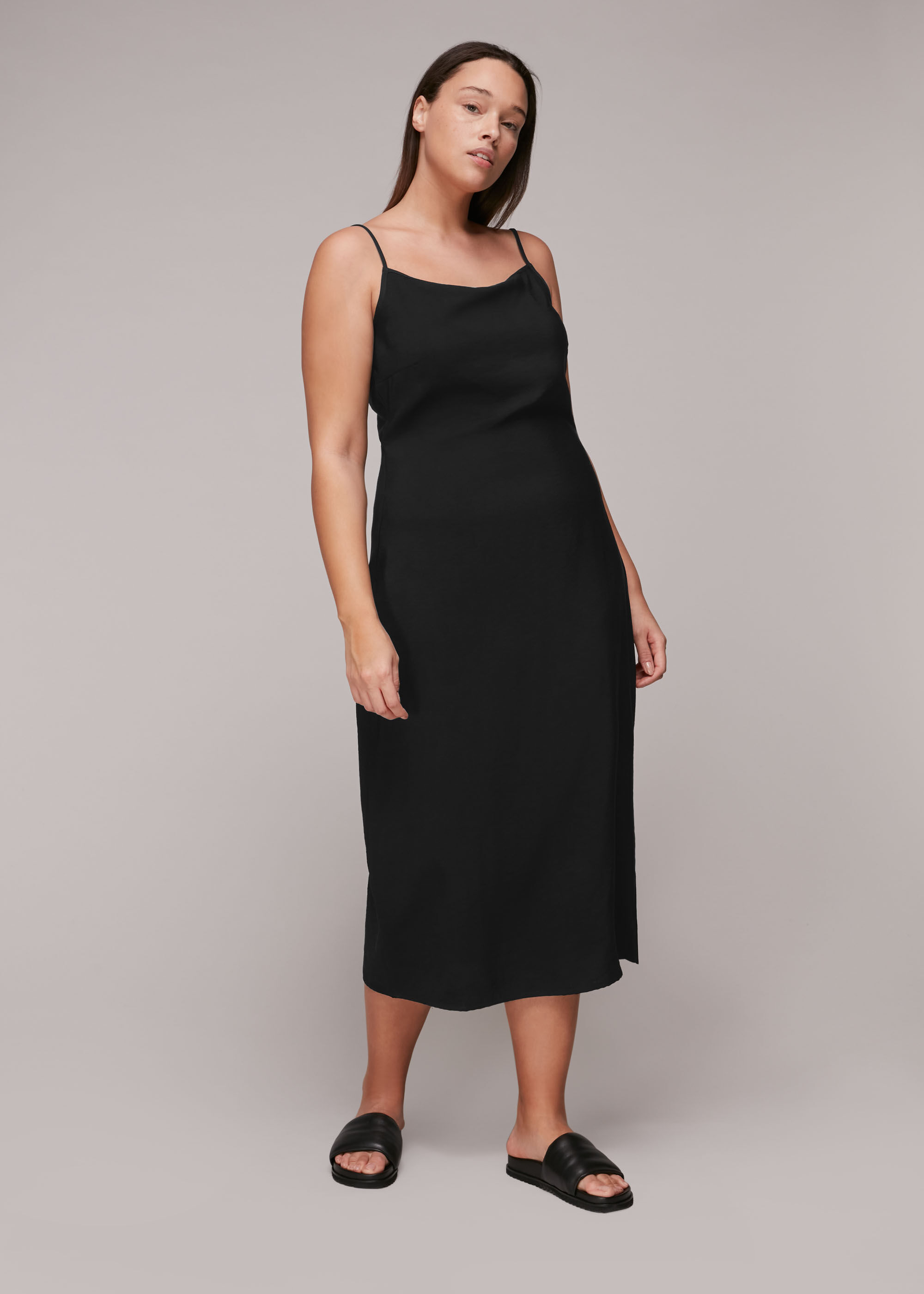 Black cami dress shop midi
