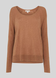 Scoop Neck Silk Mix Knit Camel