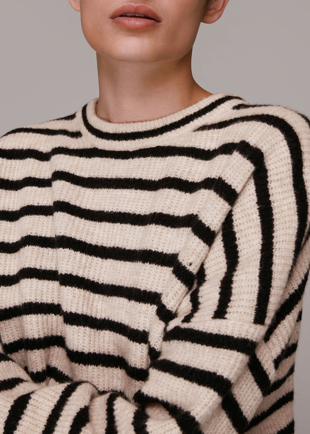 Stripe Ribbed Crew Neck Jumper