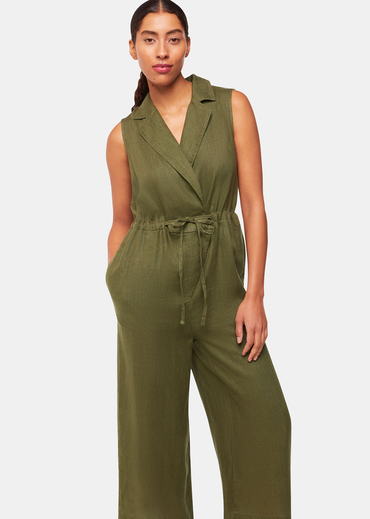 Bella Linen Wrap Jumpsuit