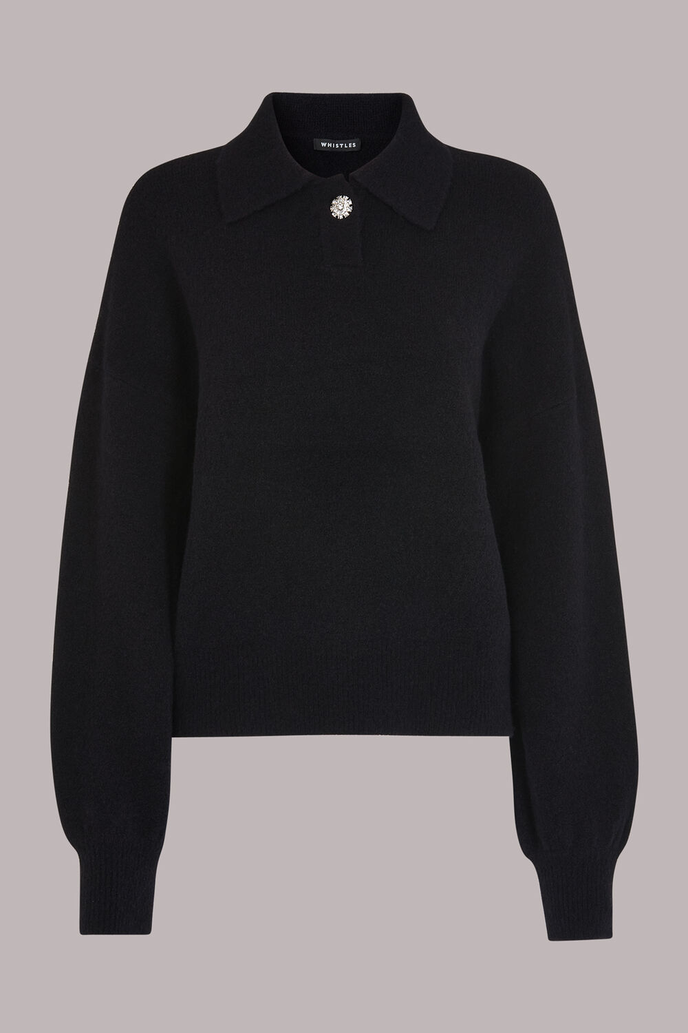 Jewel Button Collar Sweater