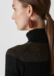 Wide Stripe Sparkle Polo Knit