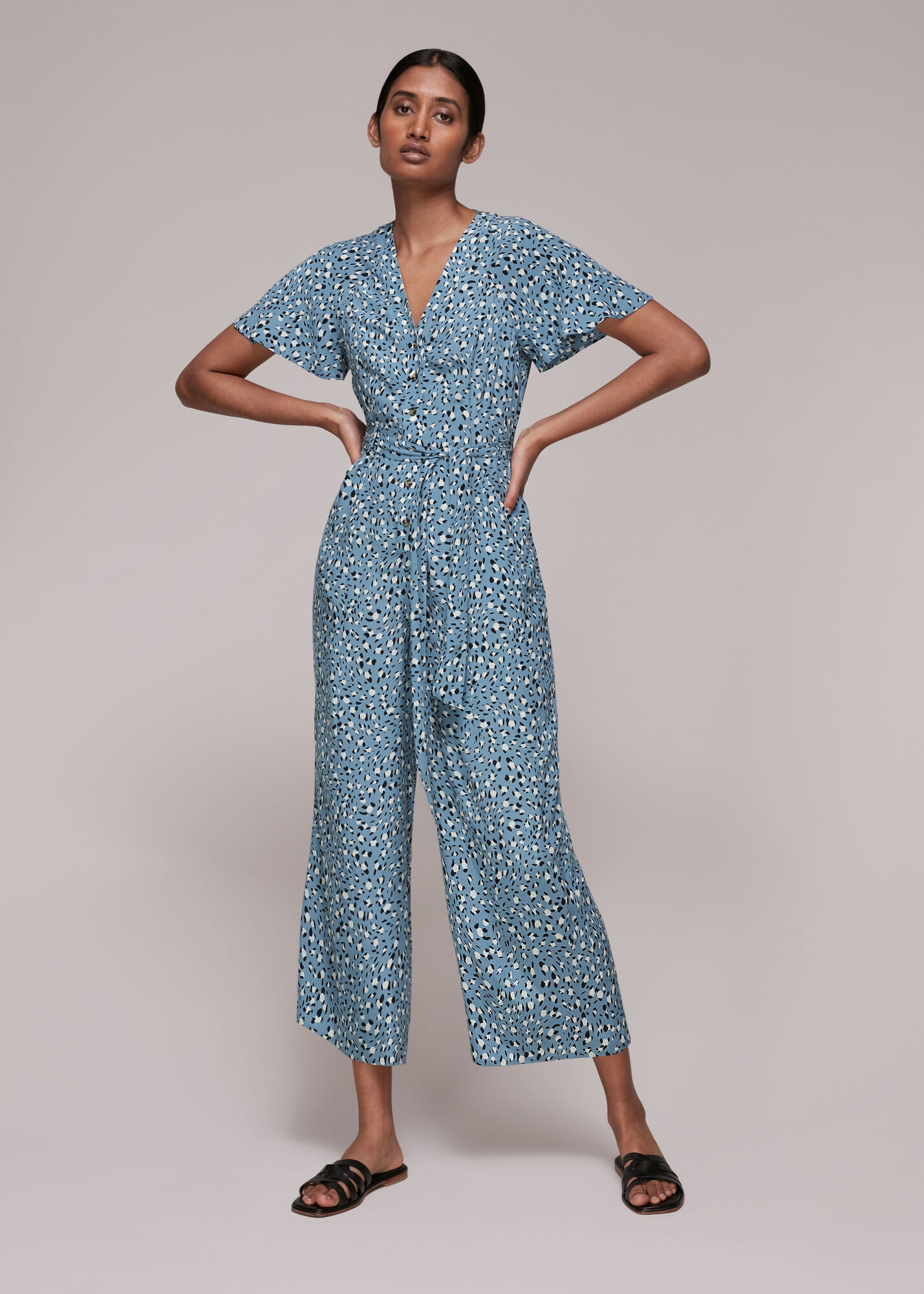 Blue/Multi Jemma Wild Leopard Jumpsuit WHISTLES