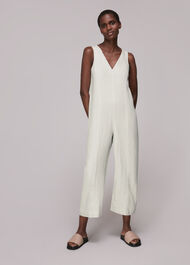 Linen V Neck Jumpsuit