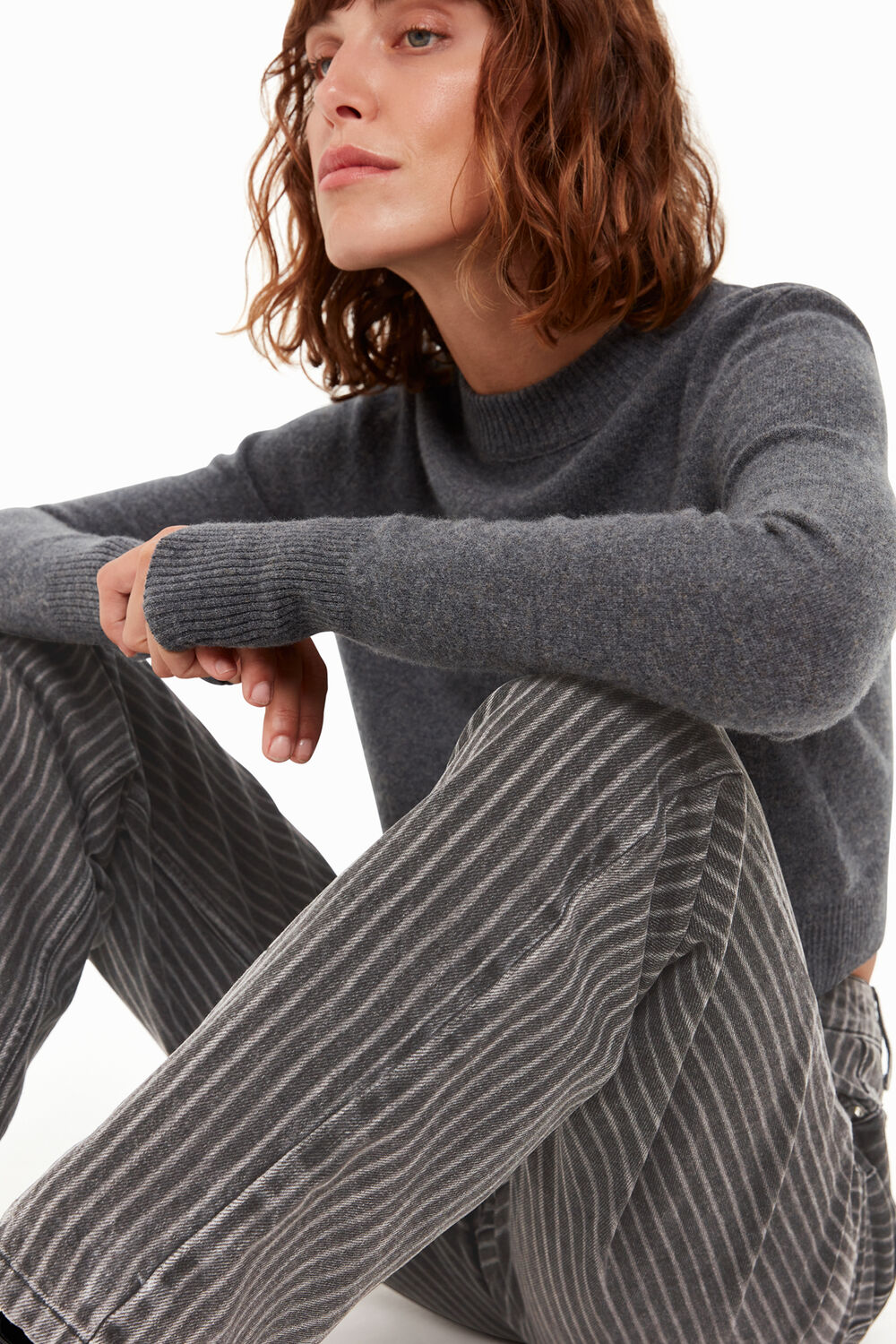 Washed Stripe Straight Jean
