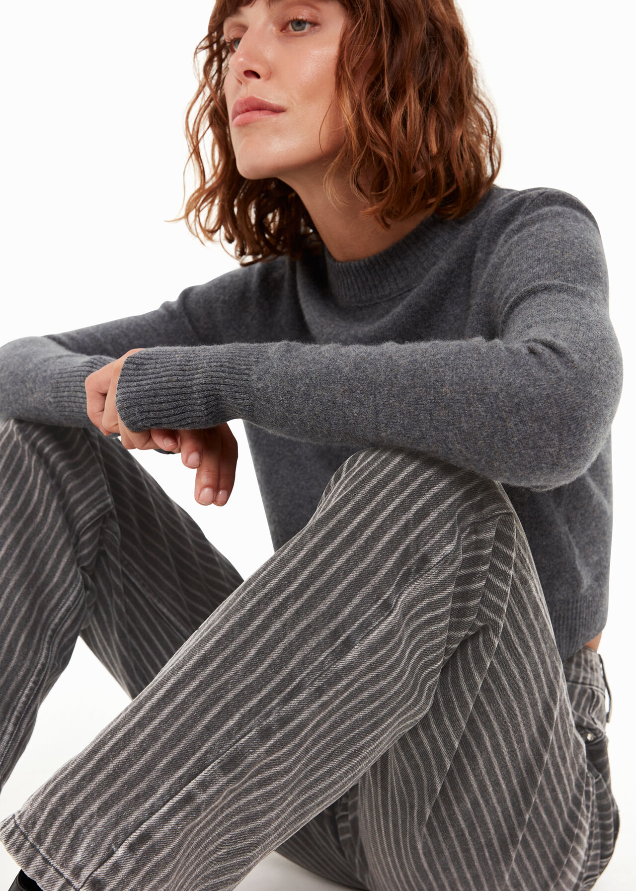 Washed Stripe Straight Jean