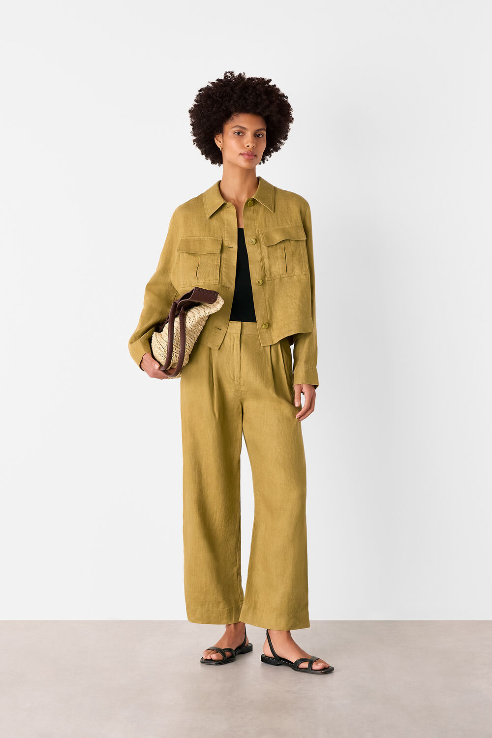 Olive Abby Linen Casual Jacket