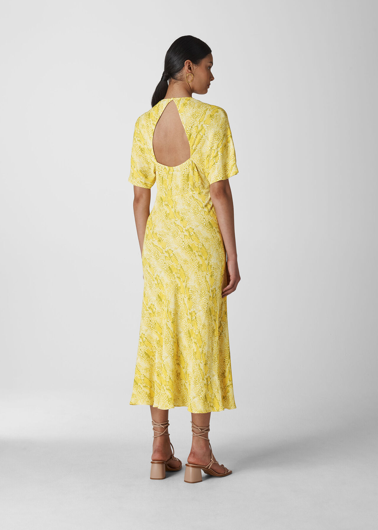 Yellow Multi Python Print Midi Dress Whistles Whistles