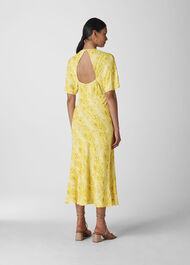 Python Print Midi Dress Yellow/Multi