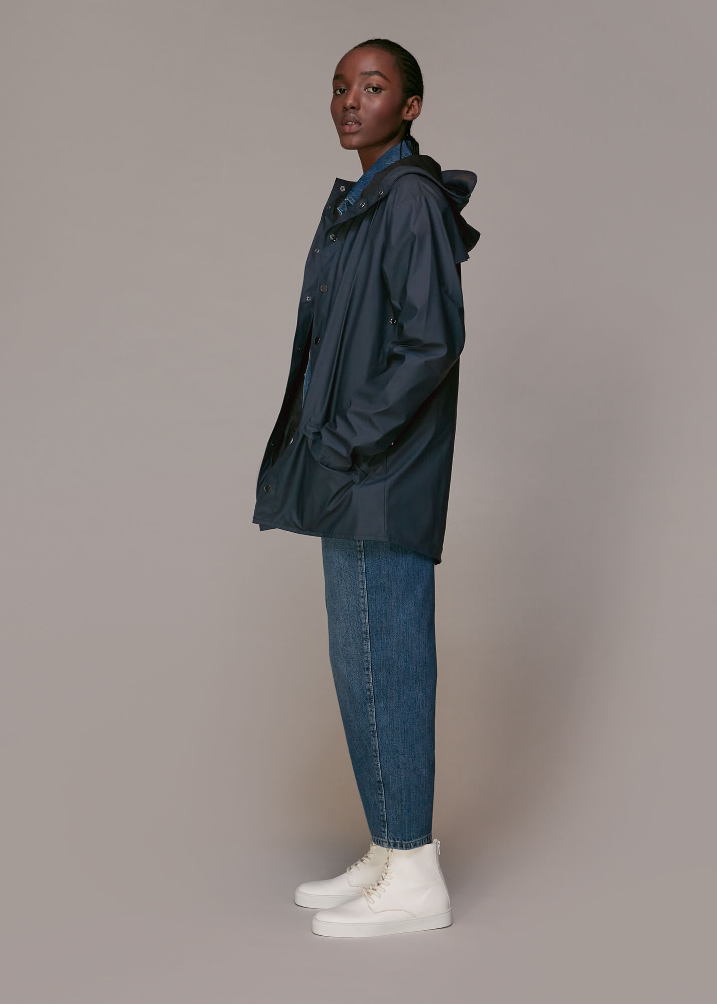 Navy rains hot sale jacket