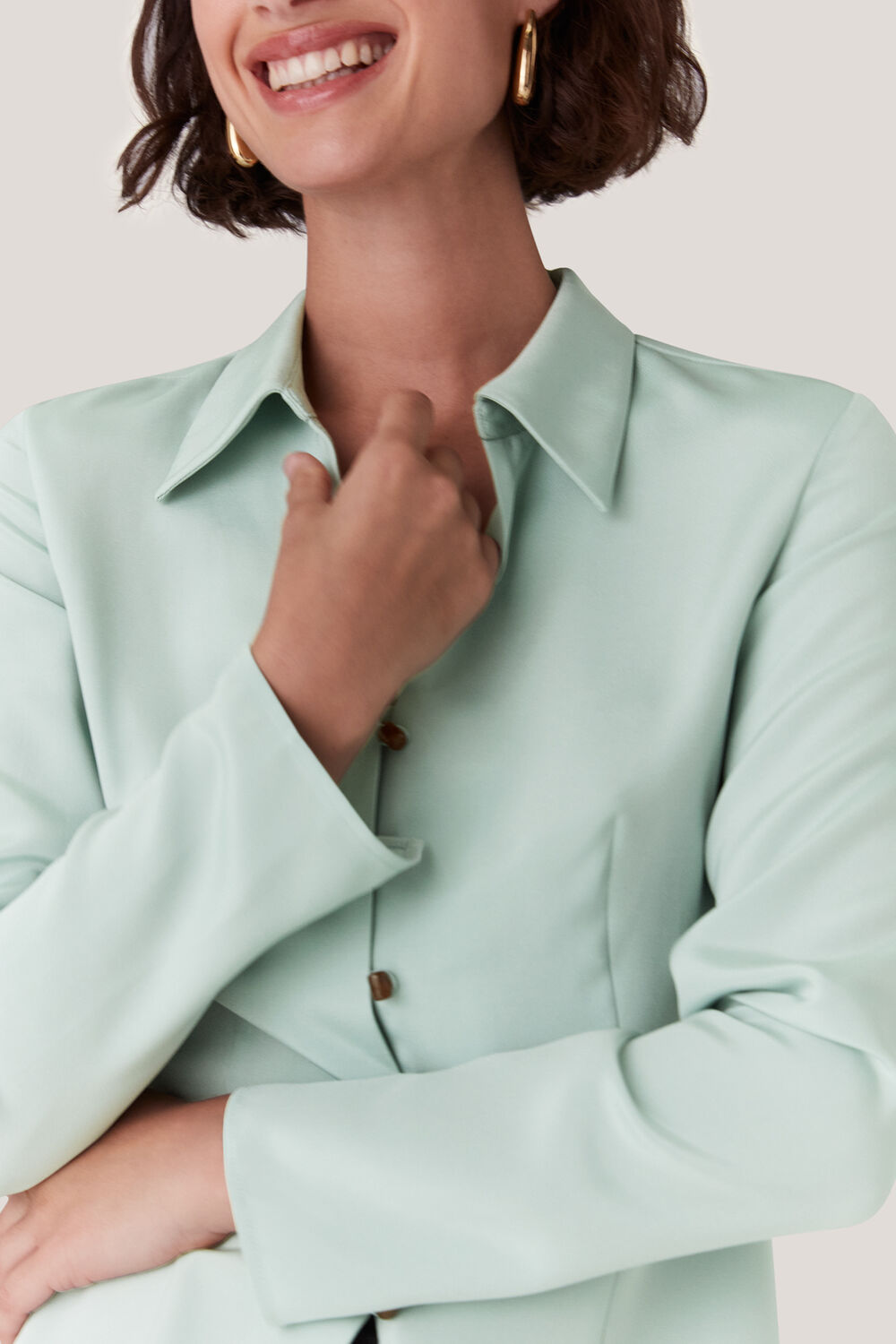 Silk Blend V Neck Shirt