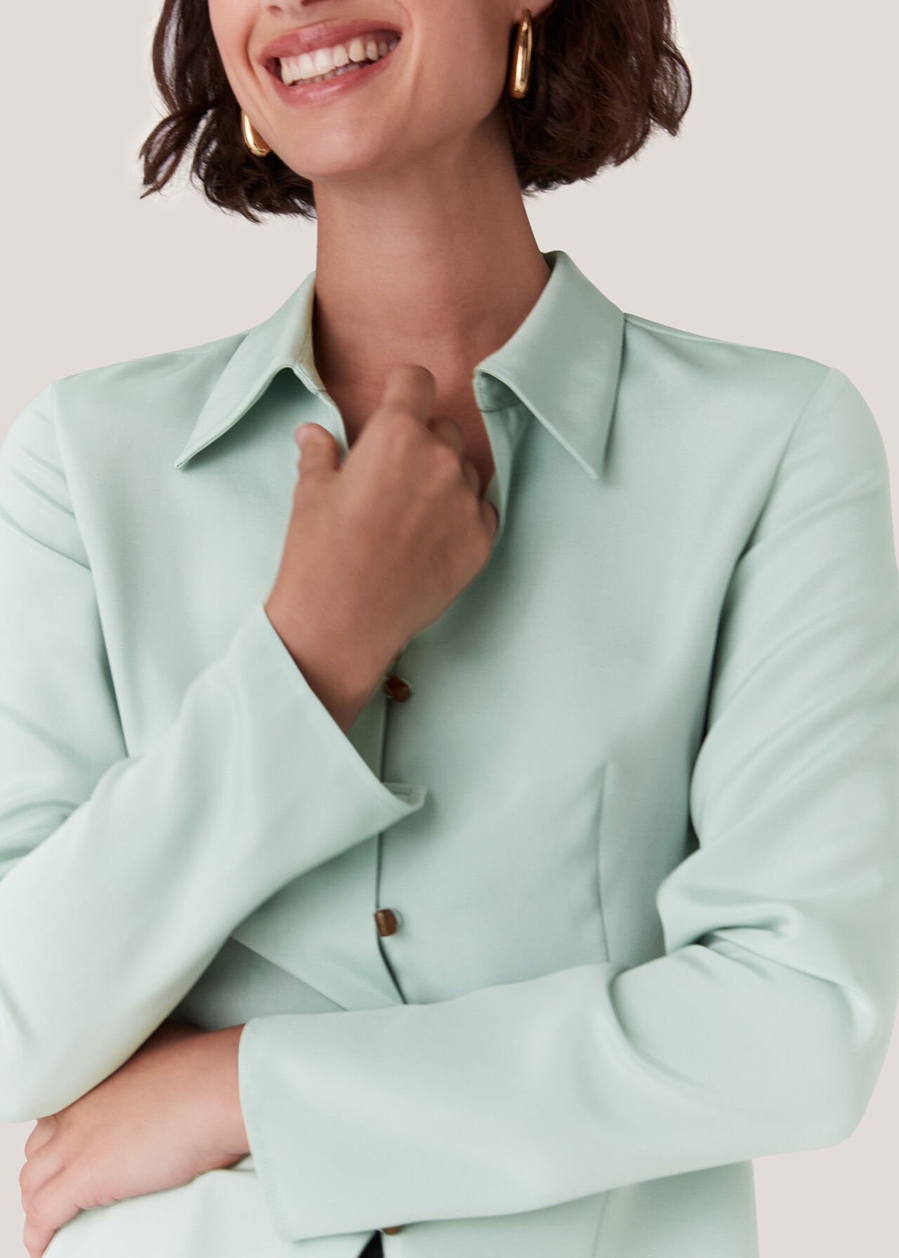 Silk Blend V Neck Shirt