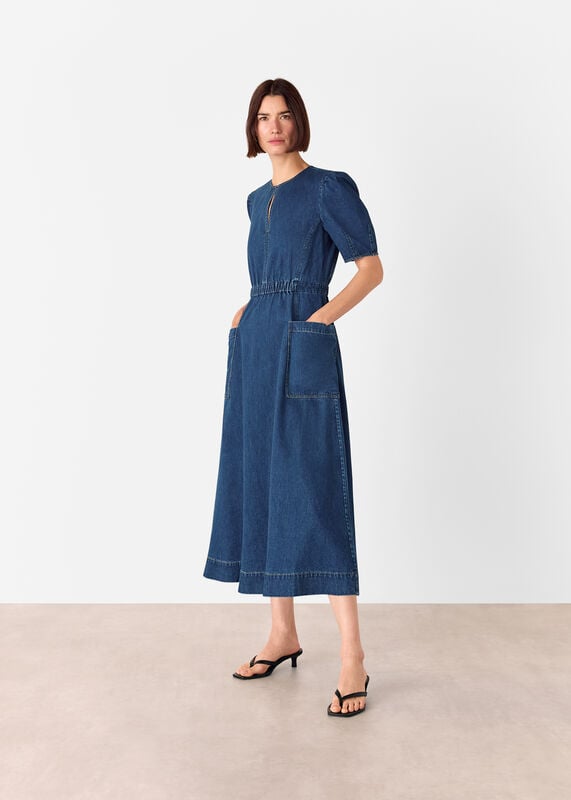 Denim Midi Short Sleeve Dress