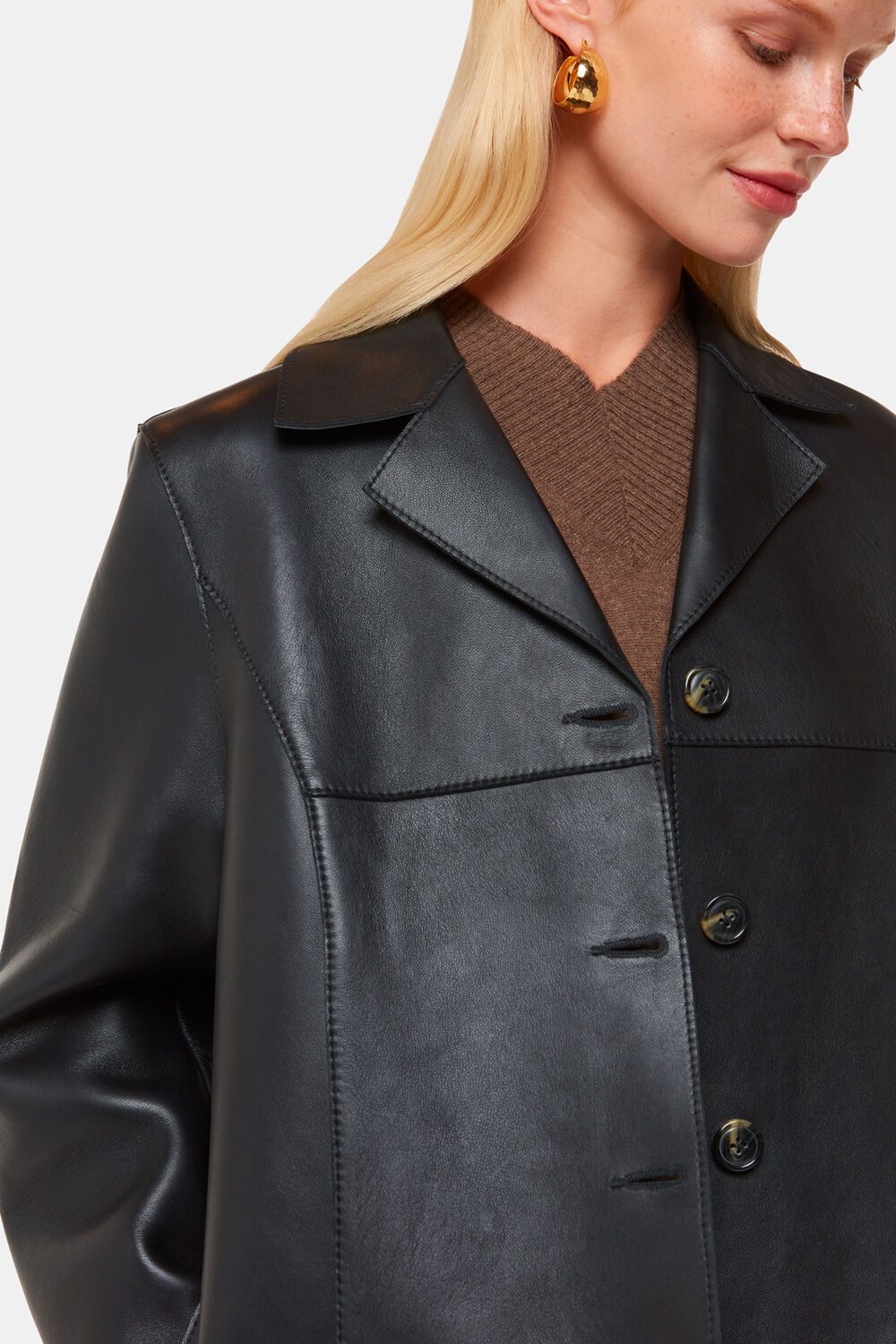 Gemma Bonded Leather Coat