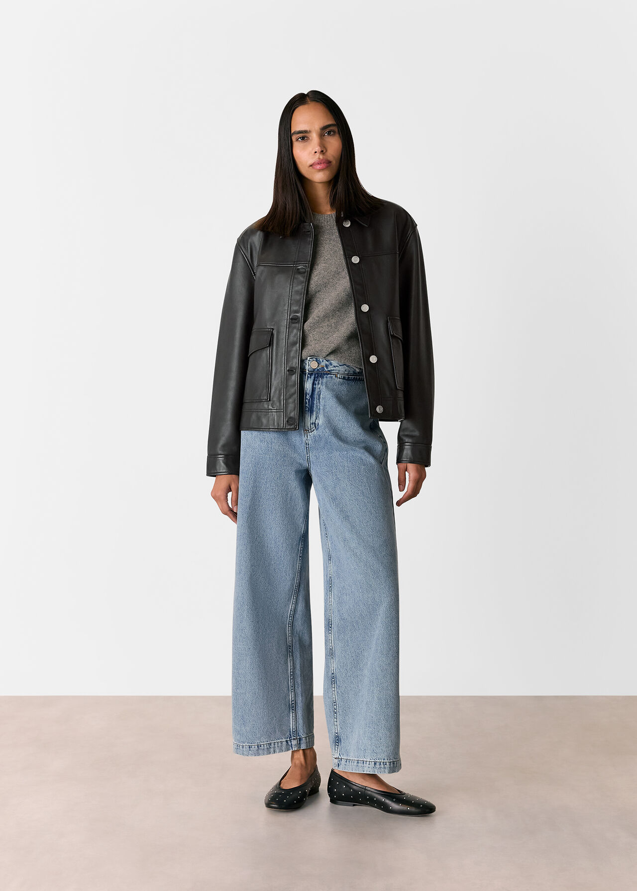 Natia Leather Western Jacket