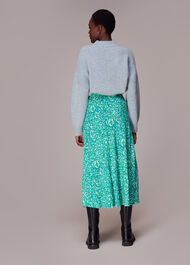 Clouded Floral Bias Cut Skirt