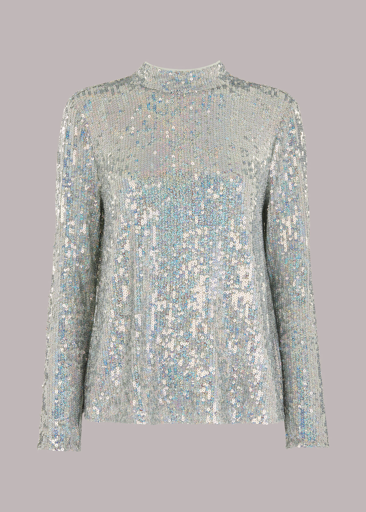 High Neck Sequin Top