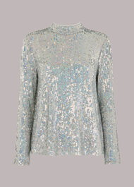 High Neck Sequin Top