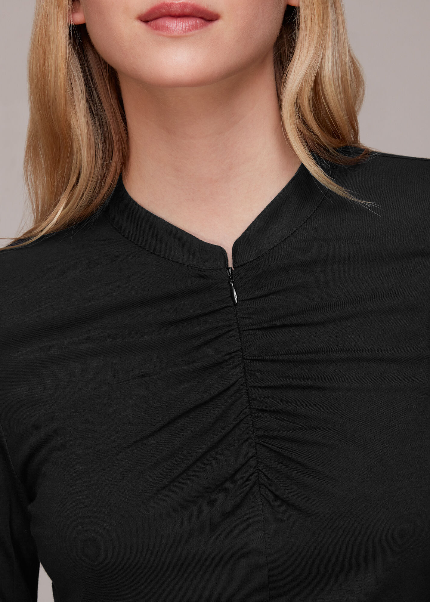 ウィッスルズ WHISTLES Ruched Sleeve Top （Black） Black Ruched Sleeve Top | WHISTLES | Whistles US |