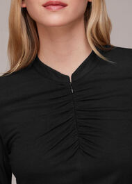 Ruched Zip Neck Top