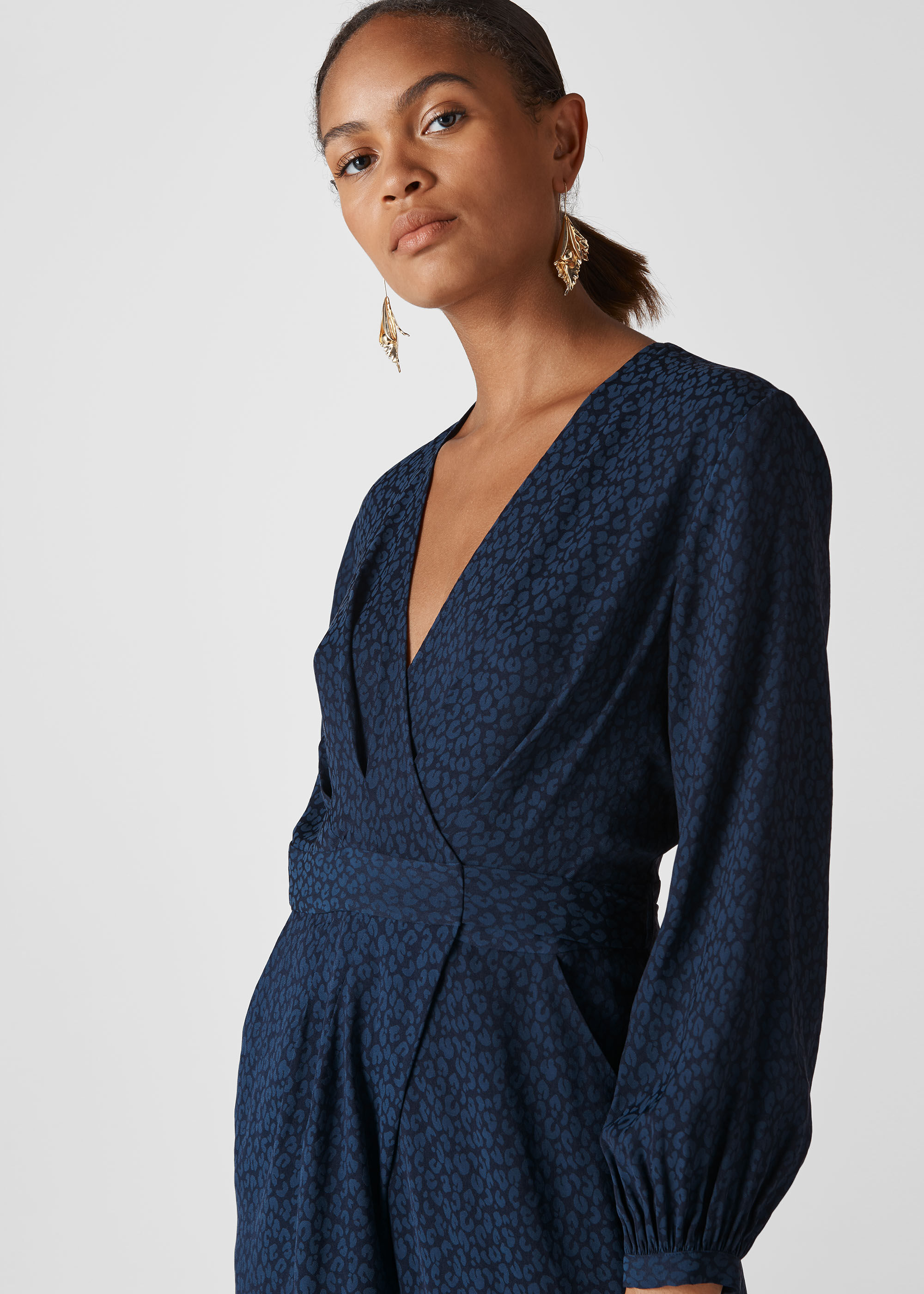 Navy wrap jumpsuit best sale