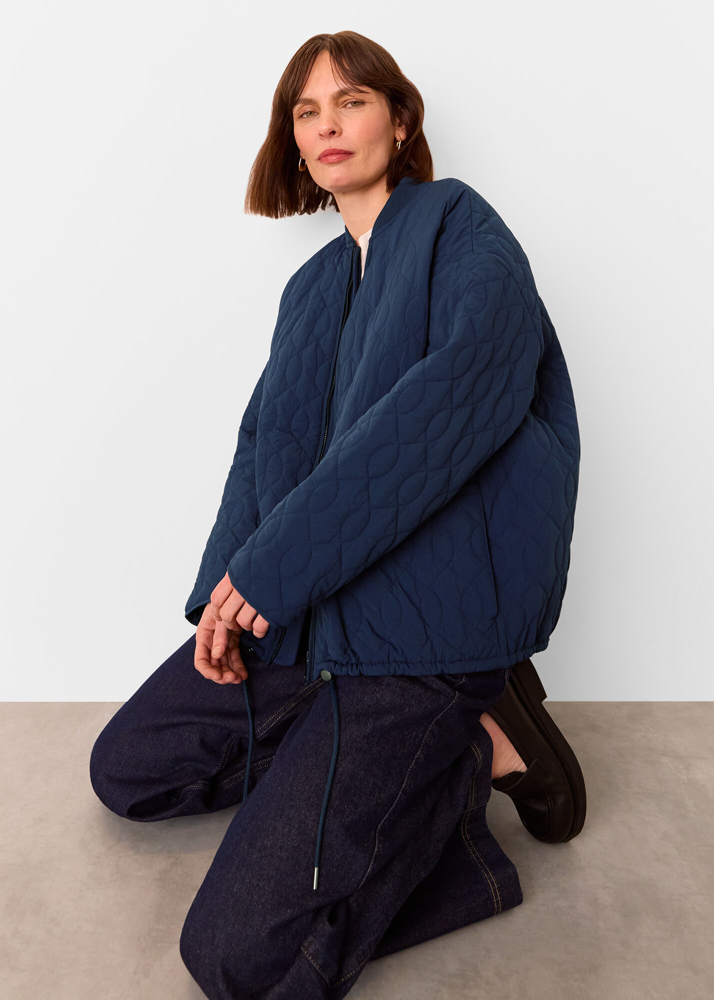 Navy Nia Drawstring Quilted Jacket | WHISTLES | Whistles US |