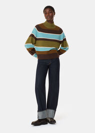 Wool Stripe Funnel Neck Knit