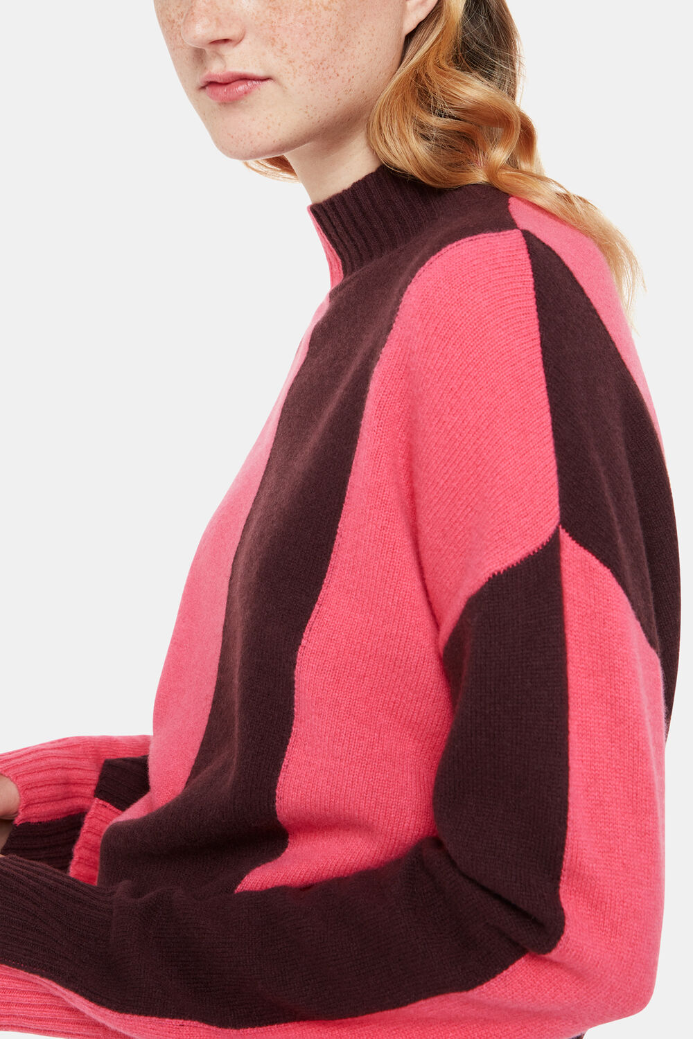 Vertical Stripe Funnel neck