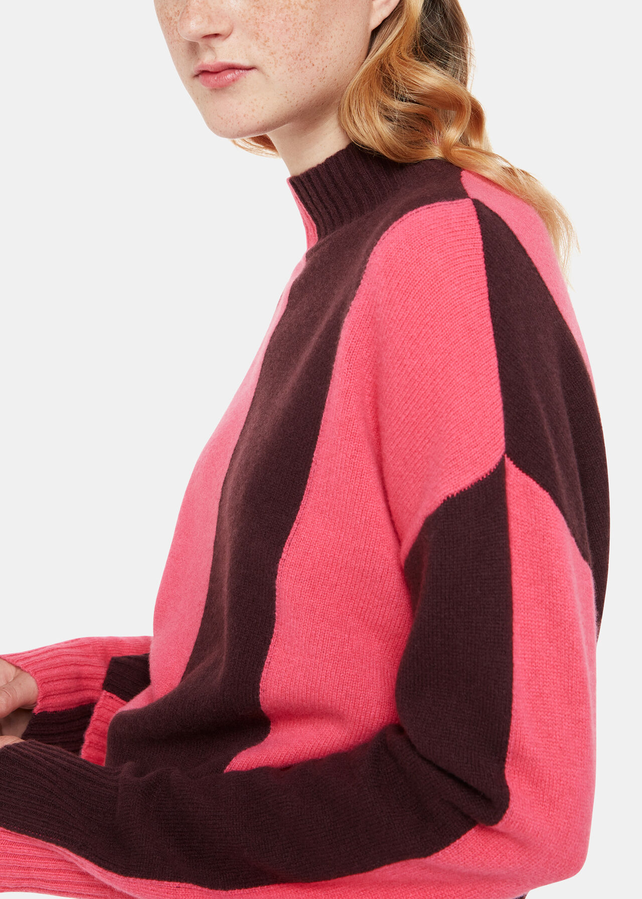 Vertical Stripe Funnel neck