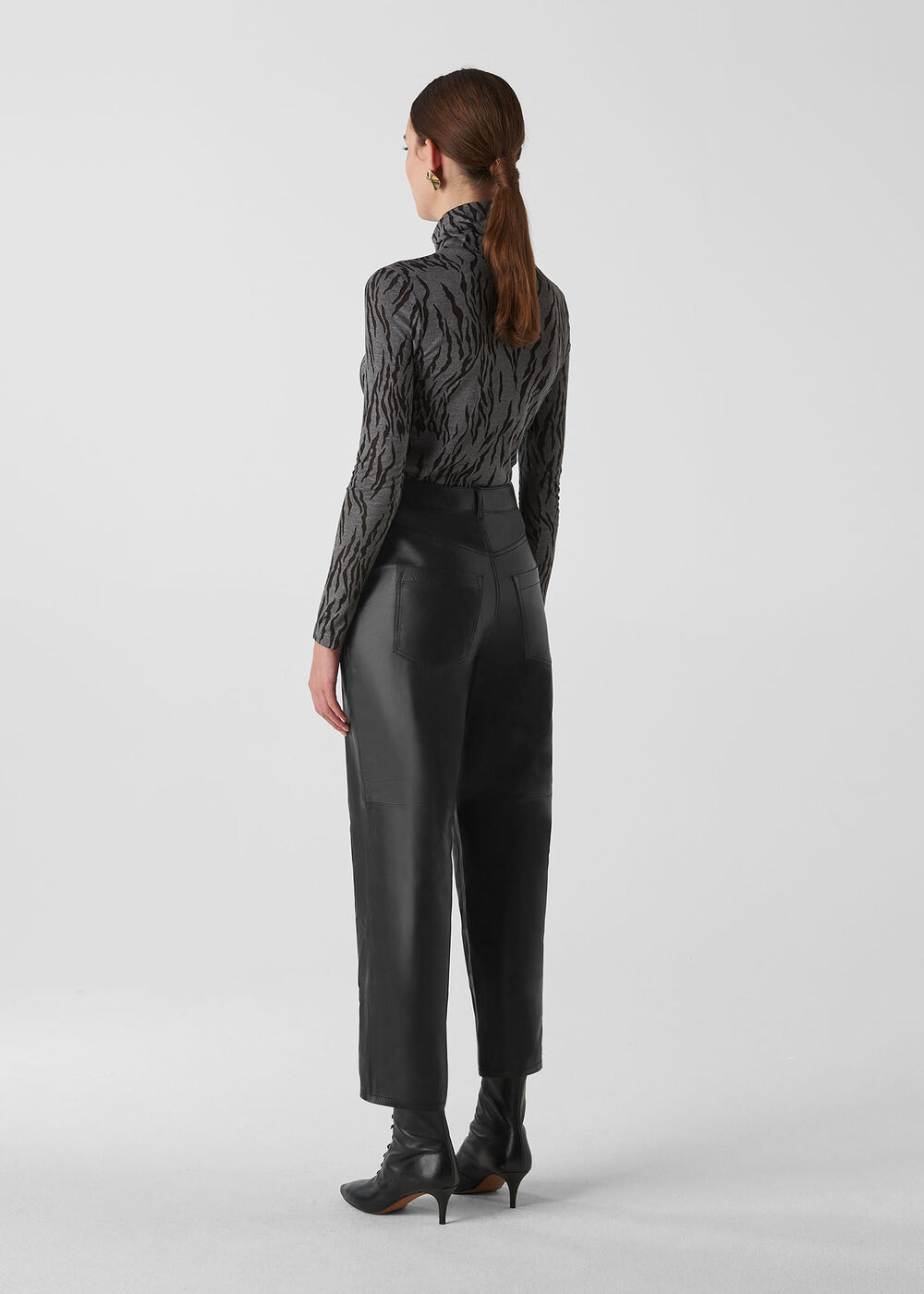 Leather Barrel Leg Jean