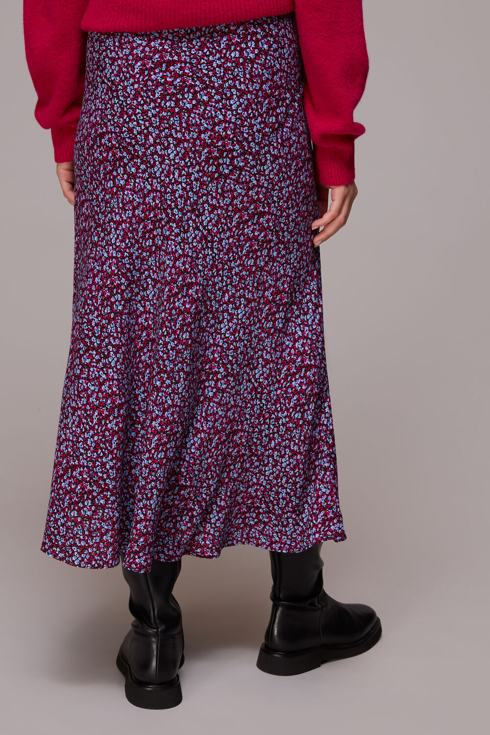 Purple Floral Garden Bias Cut Skirt