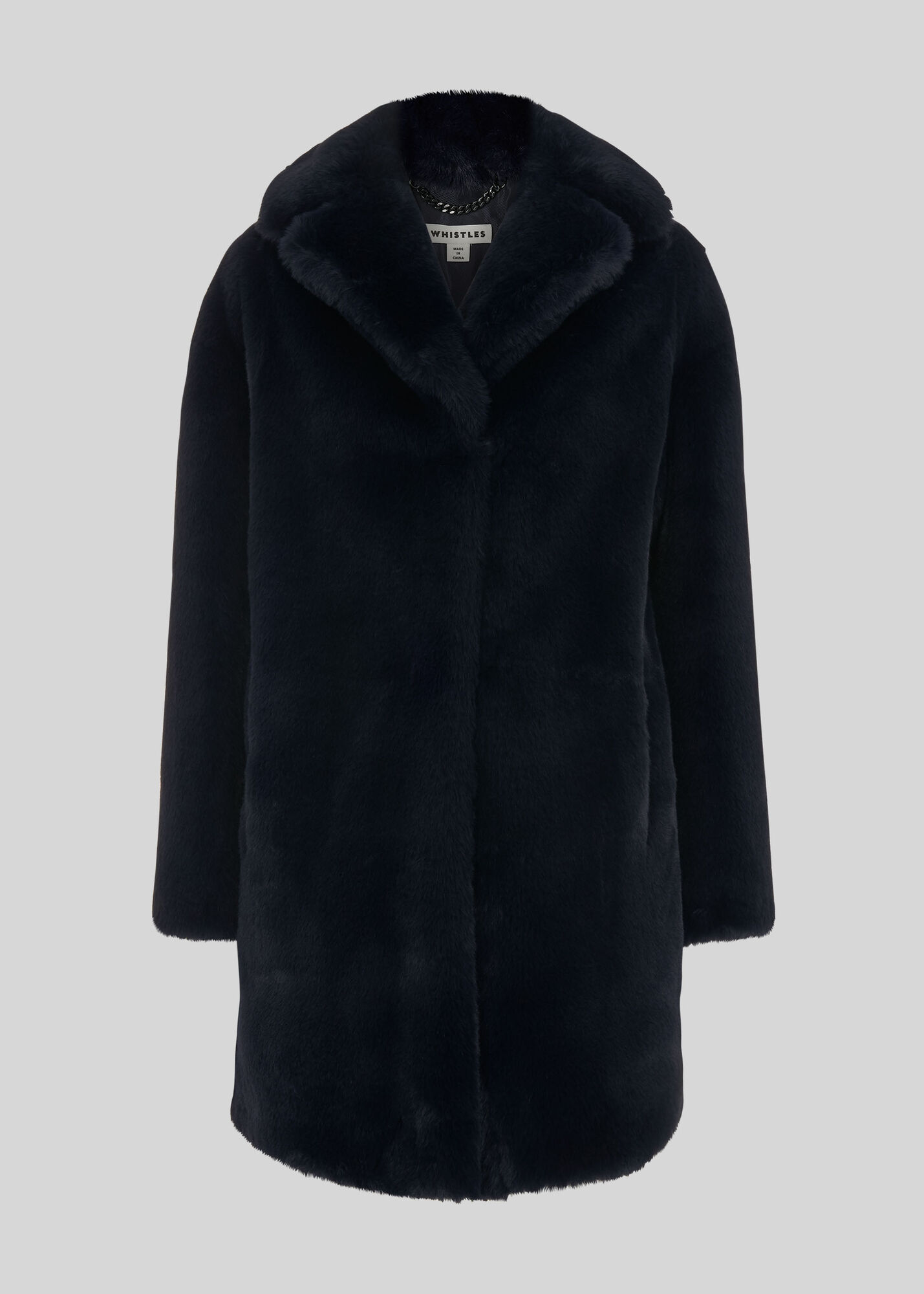 Navy Frankie Faux Fur Coat WHISTLES Whistles UK