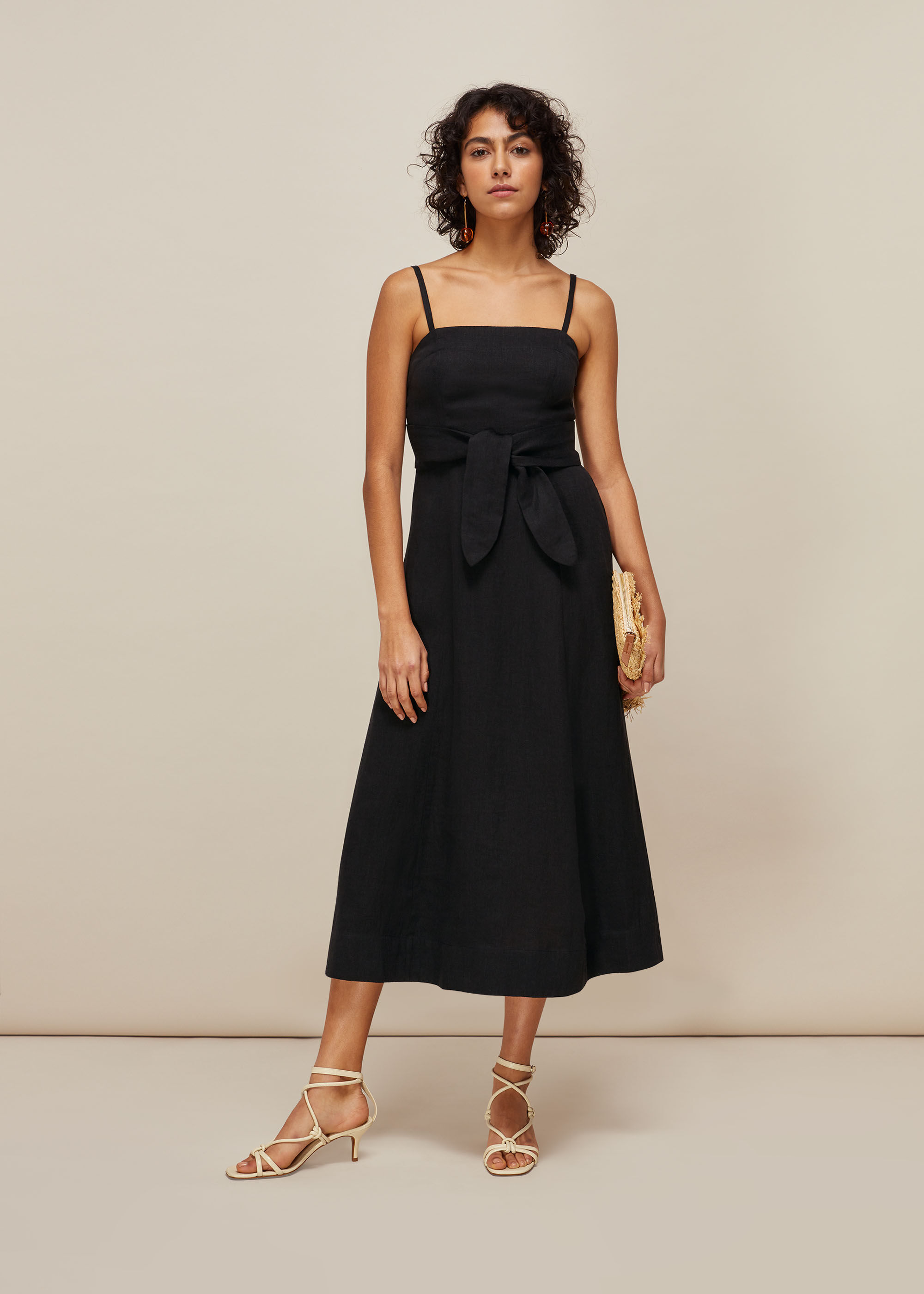 black dress linen