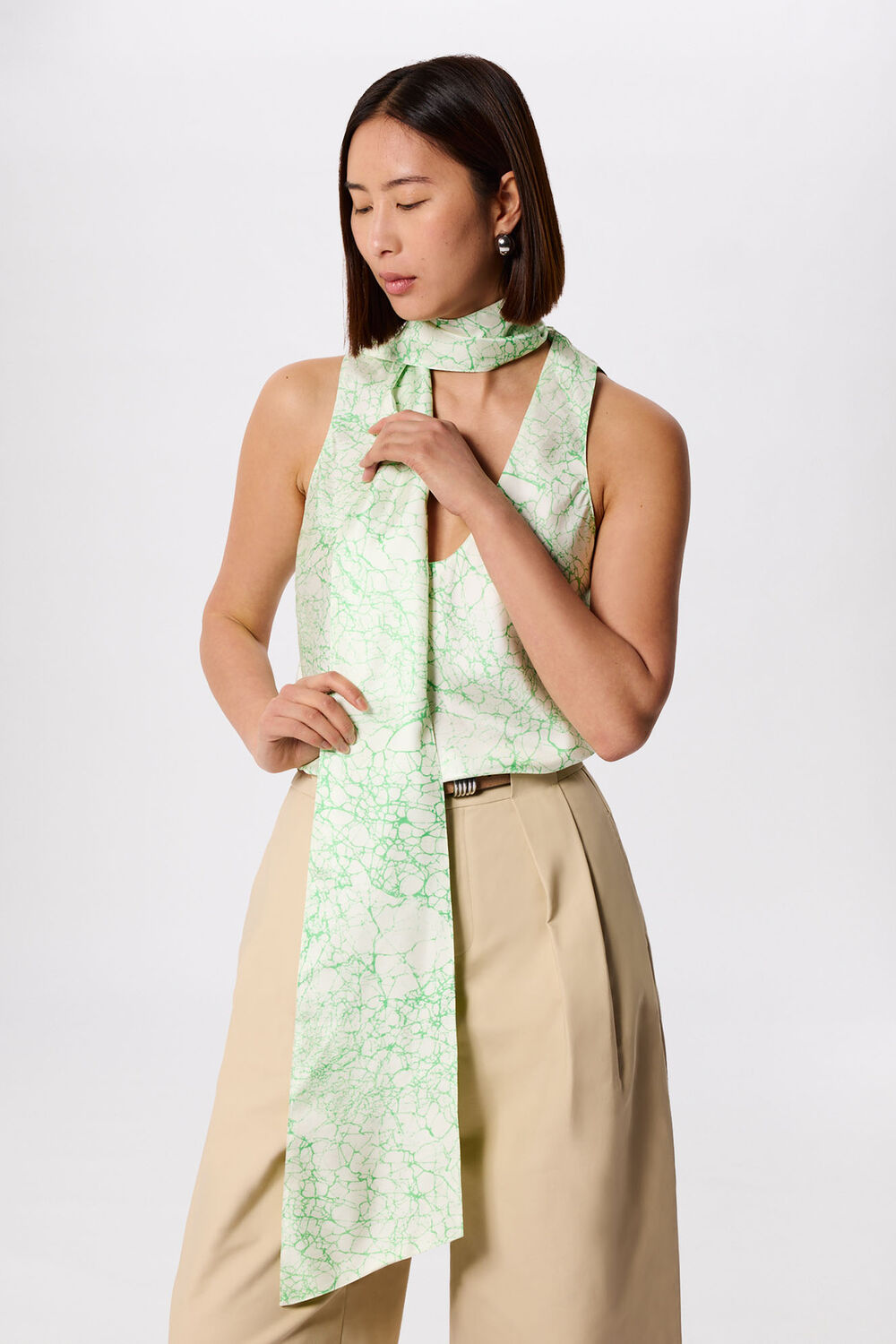 Printed Silk Scarf Vest Top